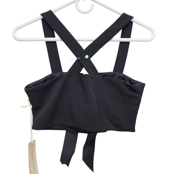 Black Iris Womens Crisscross Strappy Crop Top With Bow & Grommet Detail - Size S - Picture 2 of 7